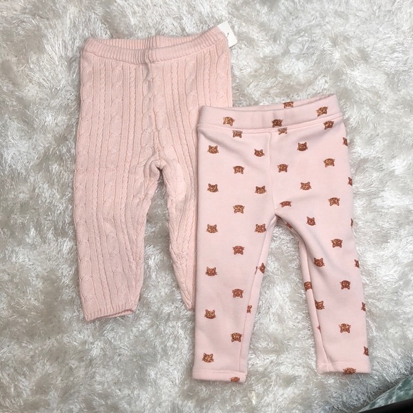 Cable knit and cat prints pants
